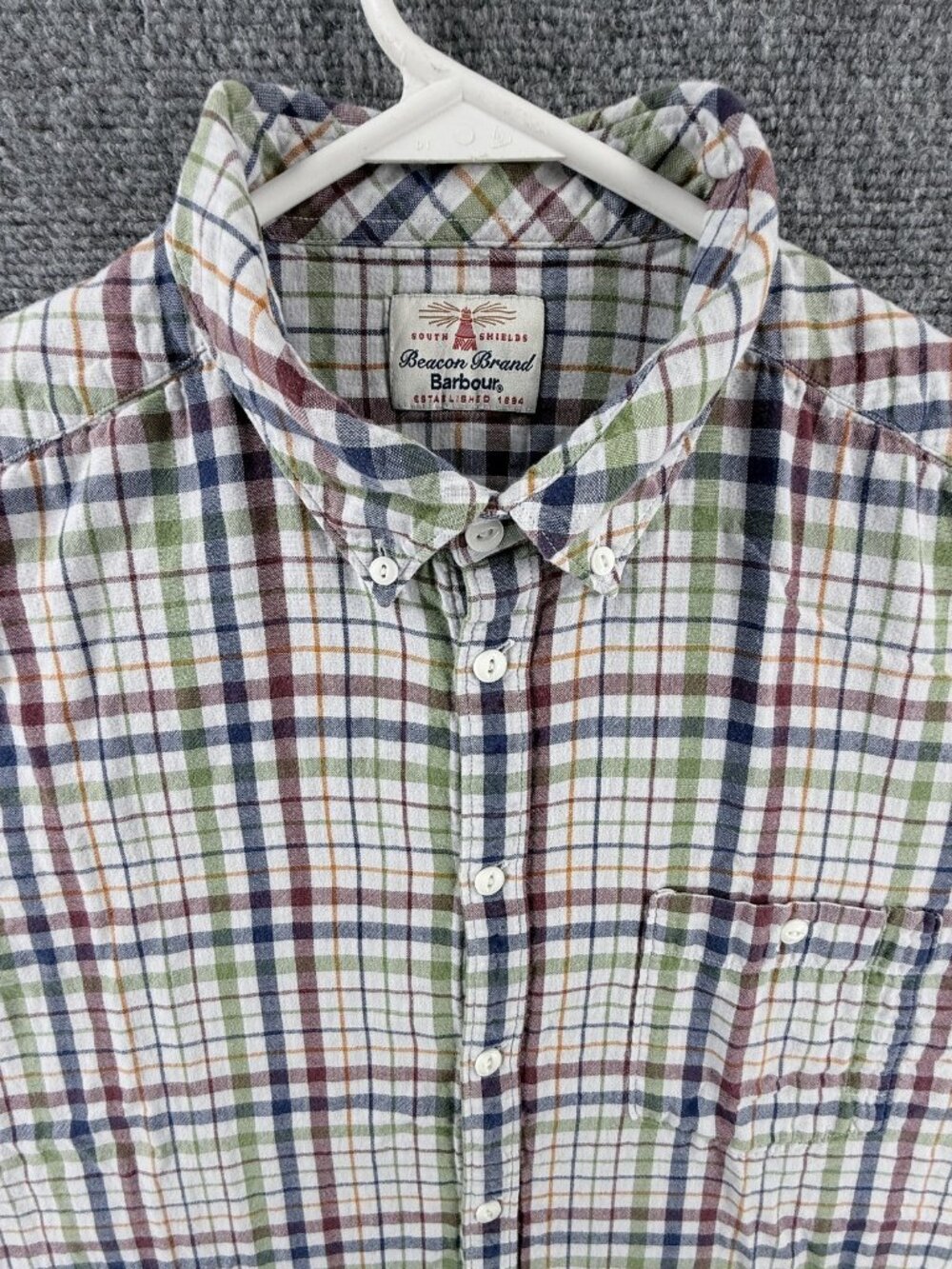 Barbour Flannel Cotton Medium Button-Down Blue Mens Shirt Long Sleeve Pocket